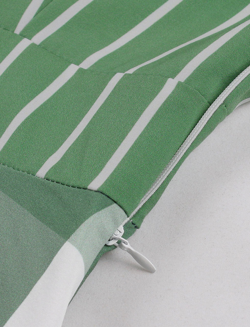 Christmas Green Bow Collar Stripe 1950S Cotton Swing Dress