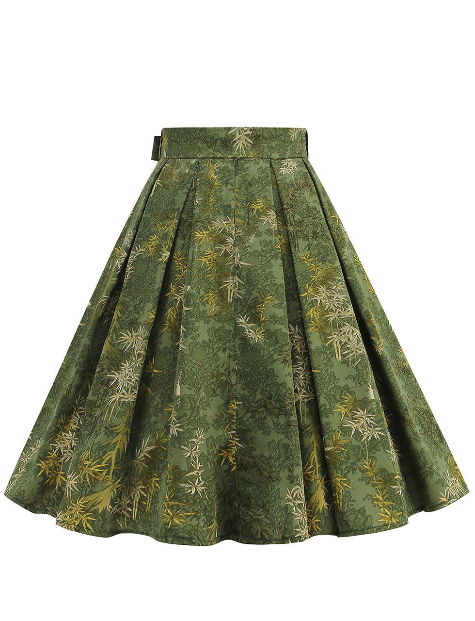 1950S Green High Waist Pleated Swing Skirt