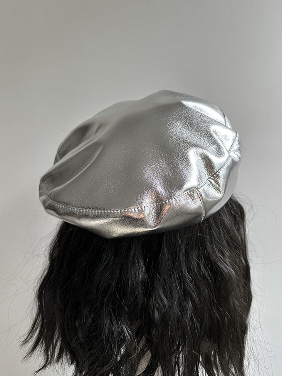 Silver PU Vintage Beret