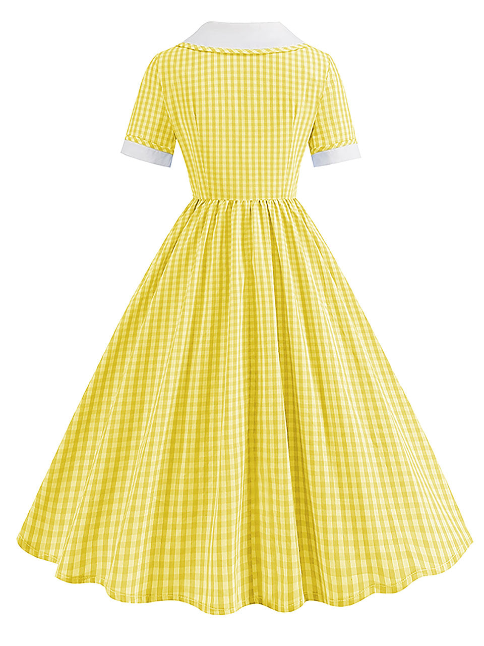 Pink Peter Pan Collar Plaid Short Sleeve 1950S Vintage Swing Dress