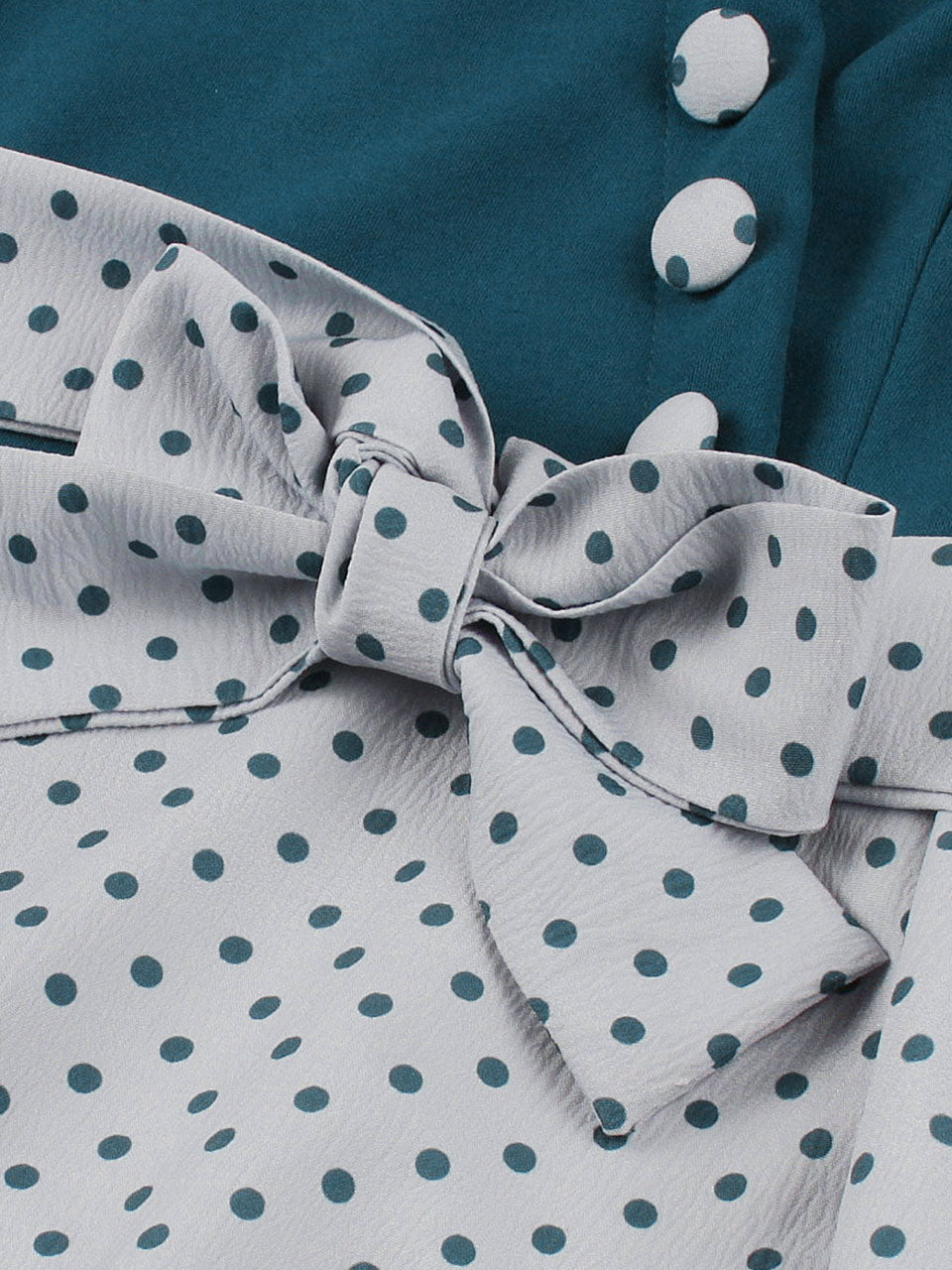 Lake Blue Square Neck Polka Dot Bow Vintage Swing Dress