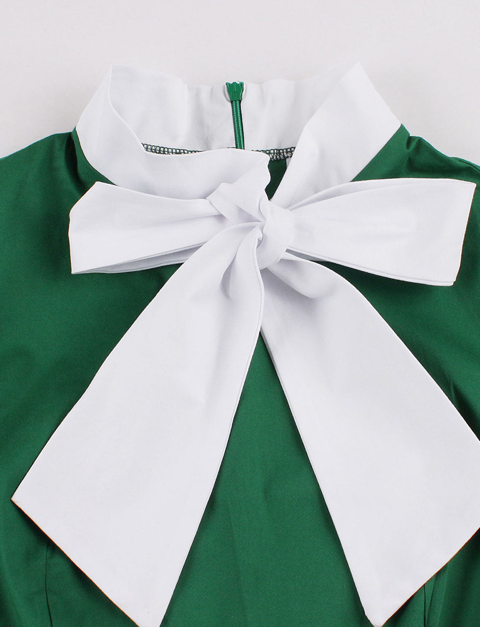 Christmas Green Bow Collar 1950S Cotton Swing Dress