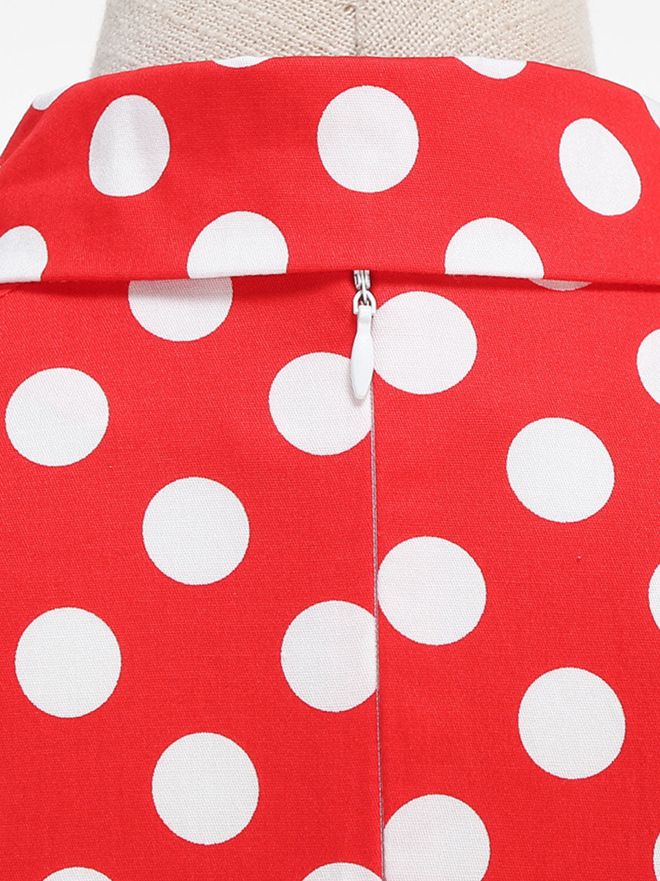 Red Polka Dots V Neck Short Sleeve Swing Vintage 1950S Dress