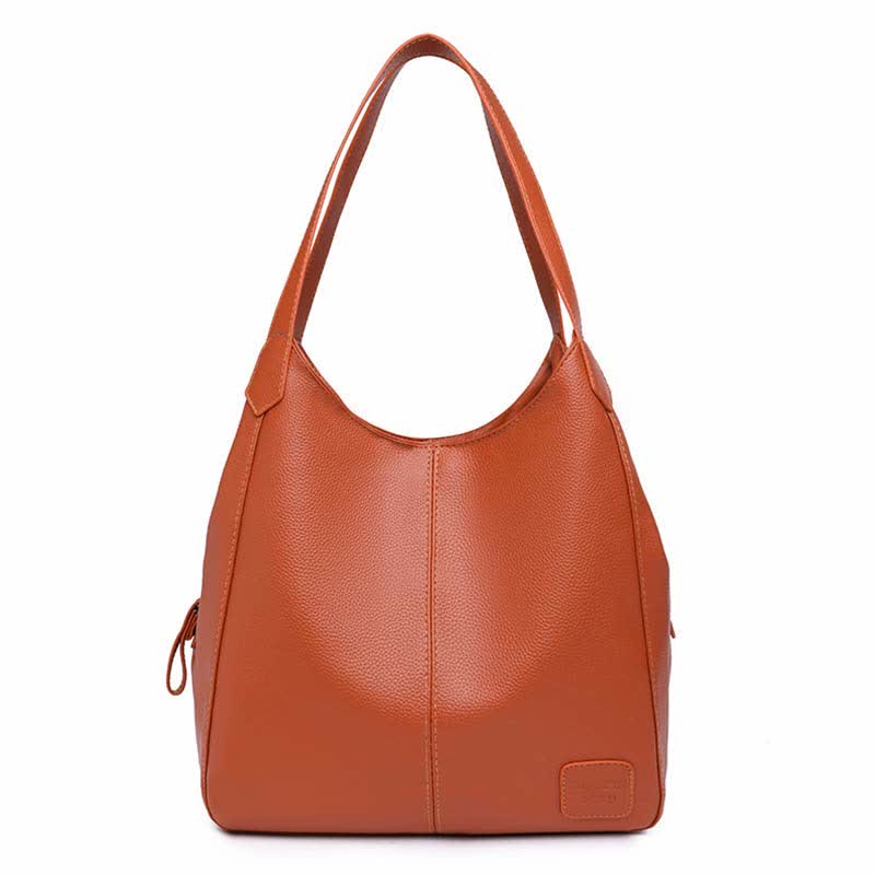 Triple Compartment Hobo Bag for Women PU Leather Tote Shoulder Purses